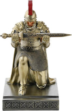 Roman Praetorian Prefect Warrior Knight Pen Holder Desk Ornament Resin Praetorian Guard Mobile Phone Stand Desk Accessories and Organizer for Office with a Letter Opener (Bronze)