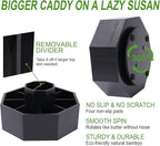 walowalo Bamboo Rotating Art Supply Organizer Holds 800+ Pencils Spinning Crayon Marker Pen Holder for Desk Brush Storage for Office School Classroom Organization Stationary Black (Larger Version)