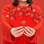 20 Pcs Chinese New Year Red Envelopes, 3.4 x 7 Inches Large 福 Hong Bao Lucky Money Cash Envelopes, Elegant Floral Design Red Packets Lai See for Spring Festival, Lunar New Year, Weddings, Birthdays