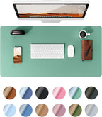 YSAGi Leather Desk Protector, Office Mat, Large Mouse Mat, Non-Slip PU Leather Blotter, Laptop Desk, Waterproof Writing Pad for Office and Home (Green-Blue, 35.4" x 17")