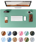 YSAGi Leather Desk Protector, Office Mat, Large Mouse Mat, Non-Slip PU Leather Blotter, Laptop Desk Mat, Waterproof Writing Pad for Office and Home (Green-Blue, 31.5" x 15.8")