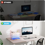 Marbrasse Paper Organizer Letter Tray, 5 Tier Mesh File Organizer with Handle, Paper Sorter Desk Organizer for Home Office Supplies - Pink