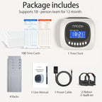 Time Clocks for Employees Small Business, Auto-Align Time Clock, 6 Punches per Day Time Machine, Clock in Machine for Employees with 100 Time Cards, 2 Ink Ribbons and 4 Racks(Military time)