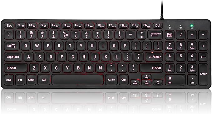 Perixx PERIBOARD-333RGB Wired Backlit USB Keyboard- X Type Scissor Keys - Compact 14.25x4.57x0.83 Inches - Big Print Letters - RGB Backlit - US English