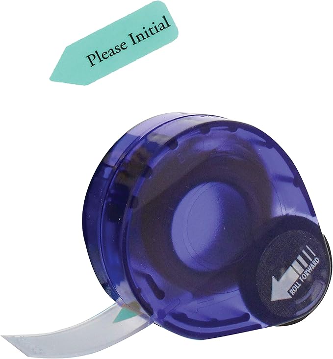 Redi-Tag "Please Initial" Printed Arrow Dispenser Flags, 120 Flags per Dispenser, Mint Adhesive Reminders, 1-3/4" x 9/16" (B81114)