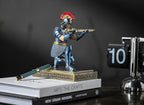 Roman Praetorian Warrior Knight Pen Holder Desk Ornament Resin Pencil Holder Desk Accessories and Organizer for Office with a Letter Opener (Blue)