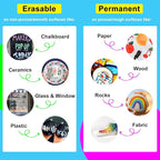 12 Colors Washable Window Markers for Cars, 15mm Jumbo Liquid Chalk Markers, 3 in 1 Nib, Metallic & Neon Paint Glass Pen for Auto, Chalkboard, Blackboard, Bistro, Menus and Any Non-Porous Surface