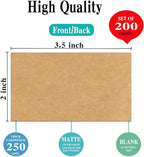 2x3.5 Blank Kraft Cardstock Paper Set of 200 - Small Plain Tan Cards for Printer, Create Business Cards, Thank You Packaging Insert, Gift Favor Tag, Paper Craft, DIY Card Making Stamp, Write, Draw