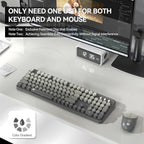 Wireless Keyboard and Mouse Combo, 2.4 GHz Wireless Full-Sized Typewriter Keyboard with Round Keycaps for Windows, Computer, Desktop, PC, Laptop (Grey)
