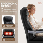 Dual Motor Electric Real Leather Executive Office Chair with Foot Rest, Comfortable Reclining Office Chair with Massage, Big and Tall High Back Comfy Ergonomic Home Office Desk Chairs 400lbs, Black