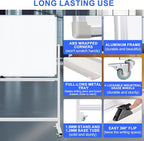 Mobile Magnet Large Whiteboard with Stand 72x40 Double-Sided Dry Erase Board with Stand - Magnetic Portable Standing Whiteboard - Rolling White Boards with Easy Flip Feature