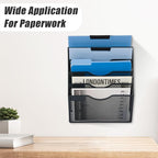 EASEPRES 5 Pocket Mesh Hanging Wall File Organizer, Wall Mounted Mail Paper Document Folder Holder, Clipboard Storage Organization Magazine Rack with Nametag Label for Office Home School, Black