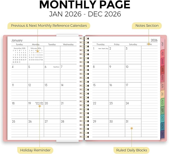 Planner 2026, 8.5" x 11" Monthly & Weekly Planner with Tabs, JAN - DEC 2026, Goal Setting & Time Management Organizer for Professionals & Students