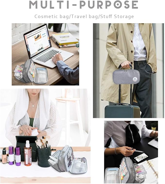 Pencil Case Pen Bag Holder Pouch Large Handle Big Capacity Desk Organizer Storage Marker Box Stationary Makeup Cosmetic Double Zippers for School Office Students Teen