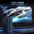 8 Bay Hard Drive Enclosure with Cooling Fan for 2.5/3.5" SATA HDD/SSD with USB A/C 3.0 Cable, 3.5 Hard Drive Enclosure Supports 160TB Capacity, Tool-Free HDD Enclosure, DAS(NO RAID/NAS)