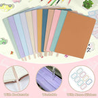 Jumbo Stretchable Book Covers 12PCS Reusable Fabric Book Covers with Label 9x11in Boho Pastel Protective Sleeve for Hardcover Book Textbook Cover for School Fits Most Book Sizes Up to 10x12.5in