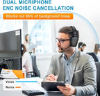 Bluetooth Headset, 60hrs Noise Canceling V5.2 Over Head Headphones, Single Ear Trucker Wireless Headset with Mic, Mute Button, Multipoint, for Phones PC Computer Truck Driver Office Work - Black