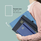 POPRUN Pocket Planner 2025-2026, (Purse Size 4''x 6.25'' Hard Cover) Academic Year Calendar Daily Weekly and Monthly (July 25-June 26) with Hourly Time Slots, 100 GSM Paper - Black