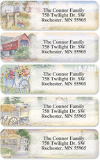 Colorful Images American Countryside Rolled Personalized Return Address Mailing Labels with Dispenser, Customize with Name & Shipping Address, 250 ¾” x 2½” Self Adhesive, Easy Peel Label Roll