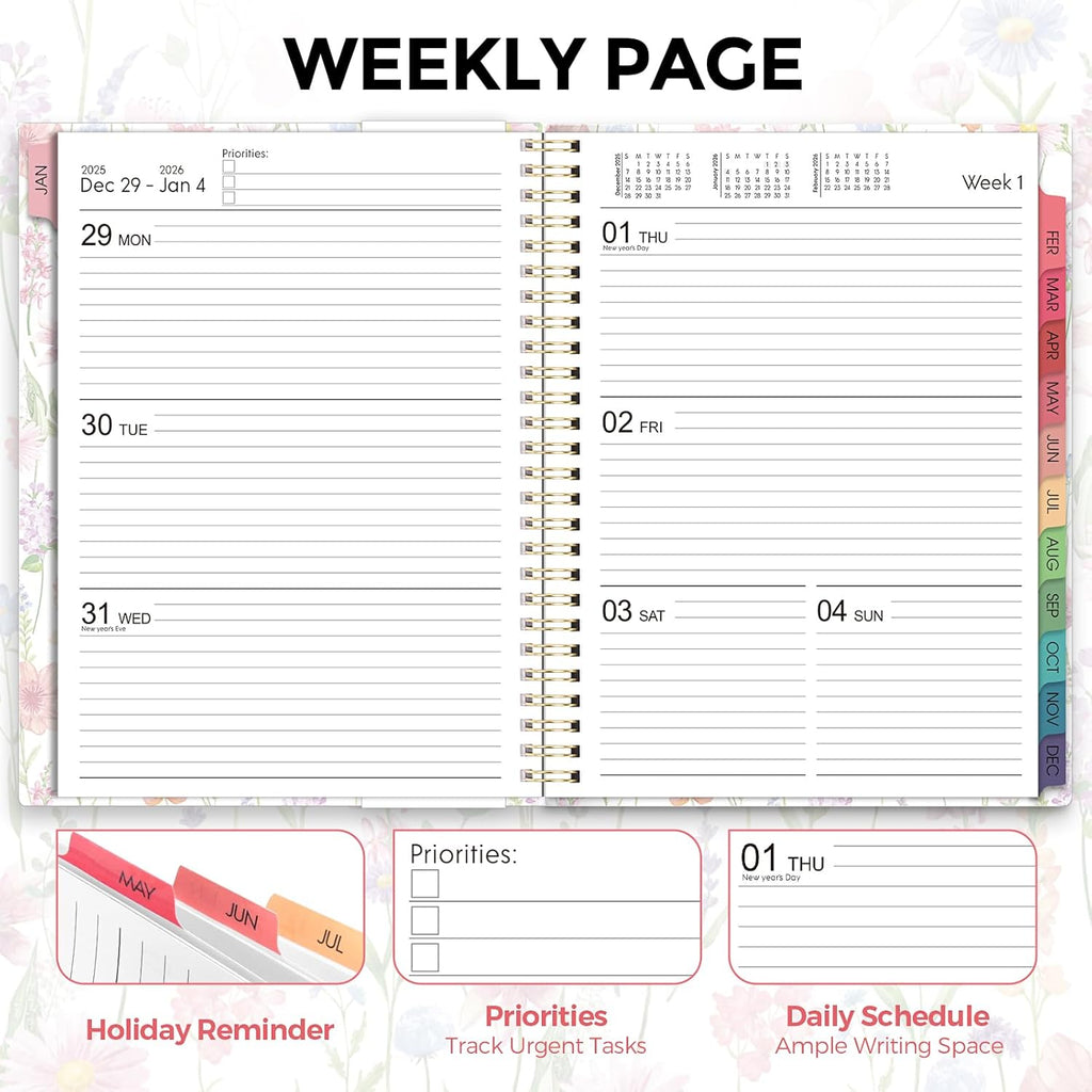 Planner 2026, 8.5" x 11" Monthly & Weekly Planner with Tabs, JAN - DEC 2026, Goal Setting & Time Management Organizer for Professionals & Students