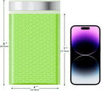 Poly Bubble Mailers 4x8 Padded Envelopes #000 50pcs, Self Seal Shipping Envelopes Padded Packaging for Small Business (Light Green)