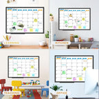 JILoffice Dry Erase Calendar Whiteboard - Magnetic White Board Calendar Monthly 24 X 18 Inch, Black Aluminium Frame Wall Mounted Board for Office Home and School
