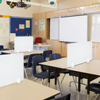 4PCS Acrylic Desk Dividers - 23.6”L x15.8”W White, Office Privacy Partitions with Clamps, Plexiglass Protective Shields for Offices Schools Call Centers