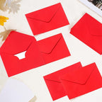 jiebor 100 Sets Small Red Envelopes with Small Blank Gift Business Card Wedding Invitation Pocket Envelopes for Graduations Wedding Shower Holiday Valentines Day 4.37 x 2.91 Inch