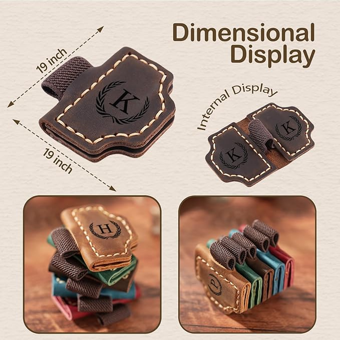 Artlaza Personalized Magnetic Leather Bookmark with Pen Holder - 26 Letters Custom Book Mark with Name Initial Engraved Book Marker for Readers, Book Lovers, Travelers - Gift for Women & Men(Blue，K