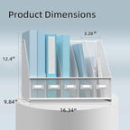 SUPEASY Desk Organizers Metal Desk Magazine File Holder with 5 Vertical Compartments Rack File Organizer for Office Desktop, Home Workspace, White