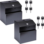Suggestion Box with Lock and Slot 2 Pack Metal Wall Mounted Donation Box with 4 Keys