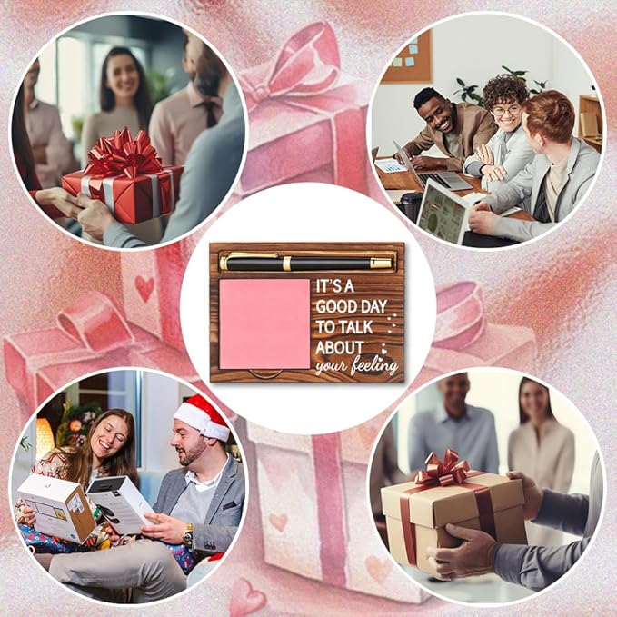 Inspirational Quotes Office Sticky Note Holder, Cute Sticky Note Holder, Thank You Appreciation Gifts for Friends Women Men Colleague, Office Desk Self-Stick Note Pad Holders YB365