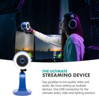 Movo WebMic HD Pro All-in-One Webcam with Mic and Ring Light in Royal Blue- 1080p HD Camera, Pro Cardioid Condenser Microphone, LED Ring Light - HD Webcam for Streaming, Video Calls, Recording, Gaming