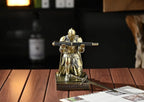 Medieval Armored Warrior Wearing Outerwear, Mobile Phone Stand Knight Pen Holder Desk Organizers, Resin Bookends Paperweight with a Letter Opener for Desk (Bronze)