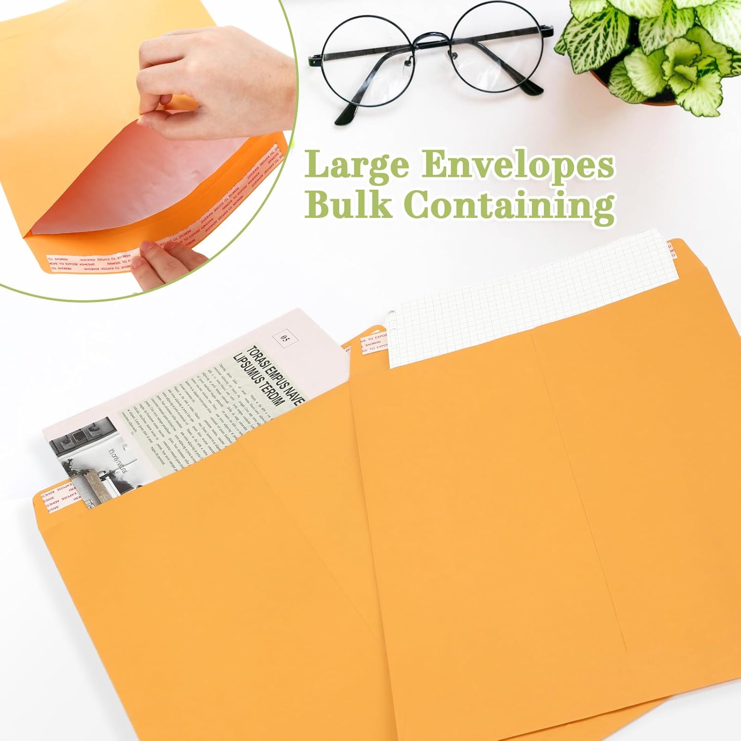 100 Pcs 3 Sizes Catalog Mailing Envelopes, Peel and Seal, Anti Tear Kraft Paper Printable Catalog Envelope for Filing, Storing or Mailing Documents, 6 x 9 In, 9 x 12 In, 10 x 13 In (Yellow)