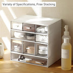 Desk Organizer-3 Tier Stackable Storage Drawers with 6 Compartments White Compact Desk Storage Drawers Great for Makeup Storage Bathroom Organization Accessories Etc (White)