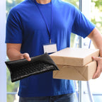 Poly Bubble Mailers 4x8 Padded Envelopes #000 50pcs, Self Seal Shipping Envelopes Padded Packaging for Small Business (Black)