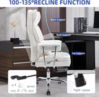 Big and Tall Office Chair 500lbs Wide Seat Executive Office Desk Chair High-Back Office Task Chair with,Ergonomic Lumbar Support Computer Office Chairs for Heavy People(White)