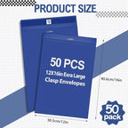 Geyee 50 Pcs 12 x 16 Inch Navy Blue Manilla Clasp Envelopes Letter Size Mailing Envelopes with Clasp Closure for Filing Storing Documents Office Home Business School