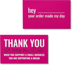 ITZAMNA Thank you for supporting small business cards Customer appreciation note cards Pink Script with Heart Pack of 100 HOTPINK
