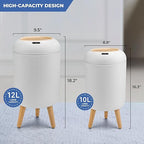 2 Pack Automatic Trash Can 12L /3 Gallon and 10L /2.64 Gallon Bathroom Trash Bin with Lid Touchless Small Smart Motion Sensor Garbage Cans for Kitchen, Bathroom,Living Room and Bedroom