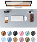 YSAGi Leather Desk Protector, Office Mat, Large Mouse Mat, Non-Slip PU Leather Blotter, Laptop Desk, Waterproof Writing Pad for Office and Home (Light Grey, 31.5" x 15.8")