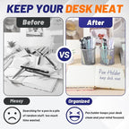 Segarty Pen Holder for Desk, 6 Pack Round Silver Pen Holder, Wire Mesh Pencil Cup Containers Set, Desktop Organizer for Office Supplies, School Classroom, Home, Makeup Brush