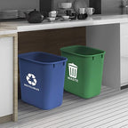 Acrimet Wastebasket Bin for Recycling and Waste, 6.75 Gallon/ 27 Quart/ 24 Liter (Plastic) (Green and Blue) (Set of 2)