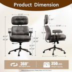 Faux Leather Executive Office Chair - Big and Tall Ergonomic Home Office Chair,Reclining Computer Desk Chairs with Lumbar Support,Adjustable Task Swivel Rolling PC with Wheels,Grey,Suede