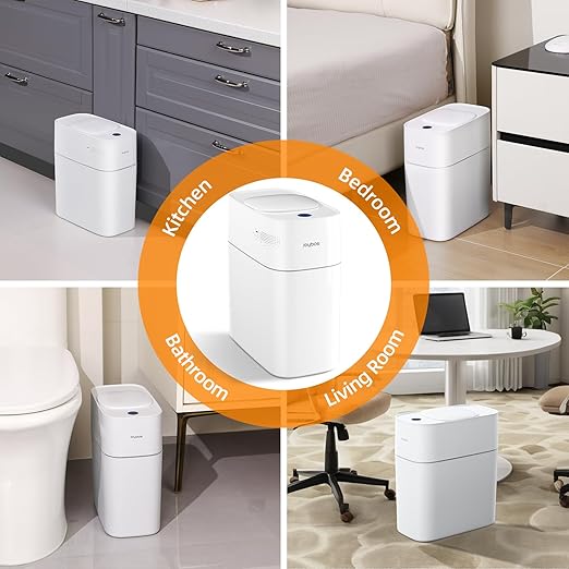 MOPALL Automatic Motion Sensor Bathroom Trash Can with Lid, 3 Gal Touchless Trash Can Auto-Adsorption Garbage Can, Slim Smart Trash Bin Waterproof Waste Basket for Bedroom, Kitchen, Office, Toilet, RV