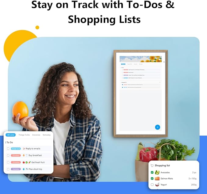 ApoloSign Digital Calendar: 15.6" Wall Planner Electronic Calendar, Smart Touchscreen Interactive Display for Chore Chart, Family Schedules, Supports All Apps via Google Play (Teak, 15.6-inch)