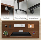 Folding Conference Table, Modern Large Conference Room Tables with Flip-Top Design, Foldable Conference Table Meeting Table with Wheels, Mobile Seminar Training Tables for Office Classroom (2, Walnut)