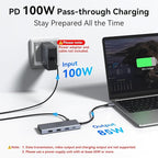 HODO USB C Docking Station Dual Monitor Adapter for Dell HP, Laptop Docking Station 3 Monitors Quad Display USB C Hub Dongle to 2 HDMI 4K,DP 8K,VGA,4 USB,PD, Thunderbolt Dock Type C Adapter for Lenovo