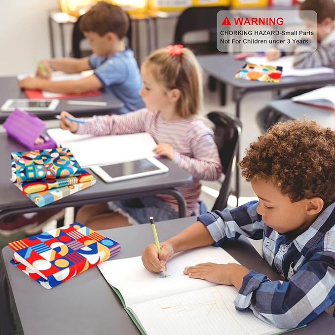 Geometric Pattern Book Covers, Feela 7 Pack Stretchable Jumbo Fabric Washable Durable Reusable Nylon Book Covers, for Hardcover Textbooks Notebooks up to 9”x11”